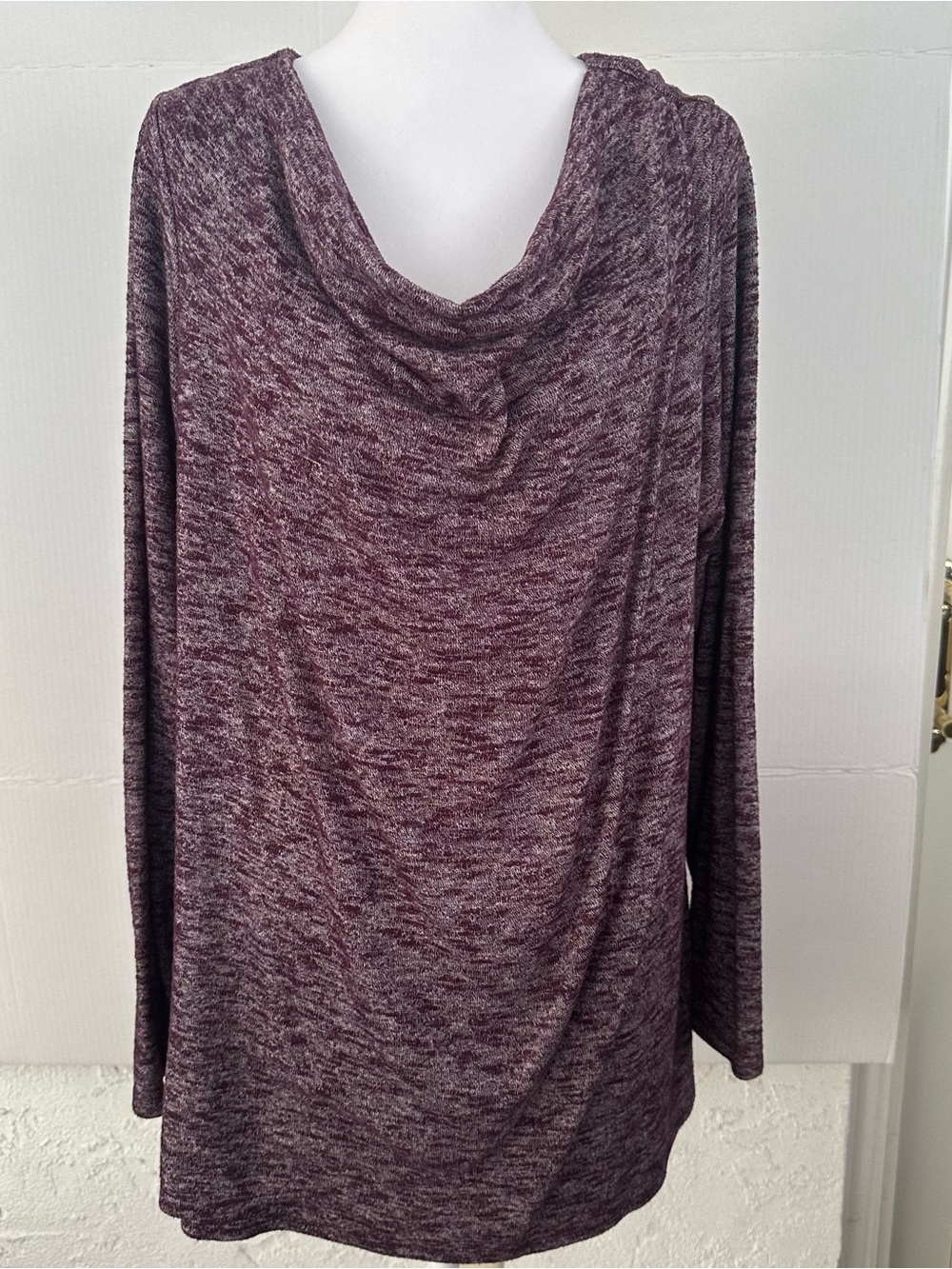 Simply Vera Vera Wang Plum Heather Draped Neck Long Sleeve Top